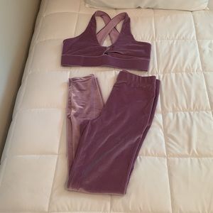 Fabletics Velour Purple sports outfit. Top size M, Bottom size S.